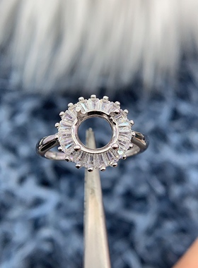 S925银戒指空托时尚轻奢高级富贵