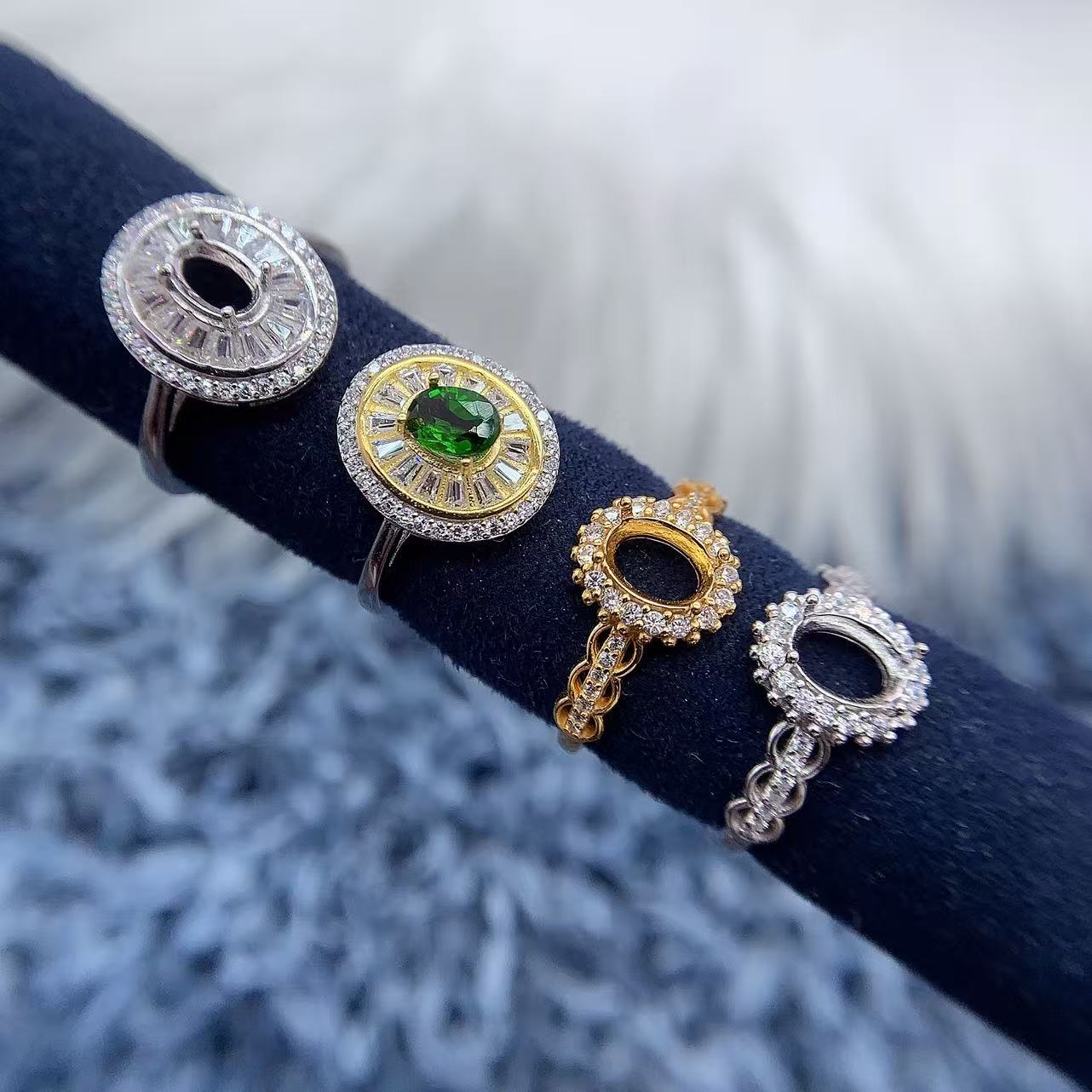 s925银托工厂戒指空托款式多尺寸