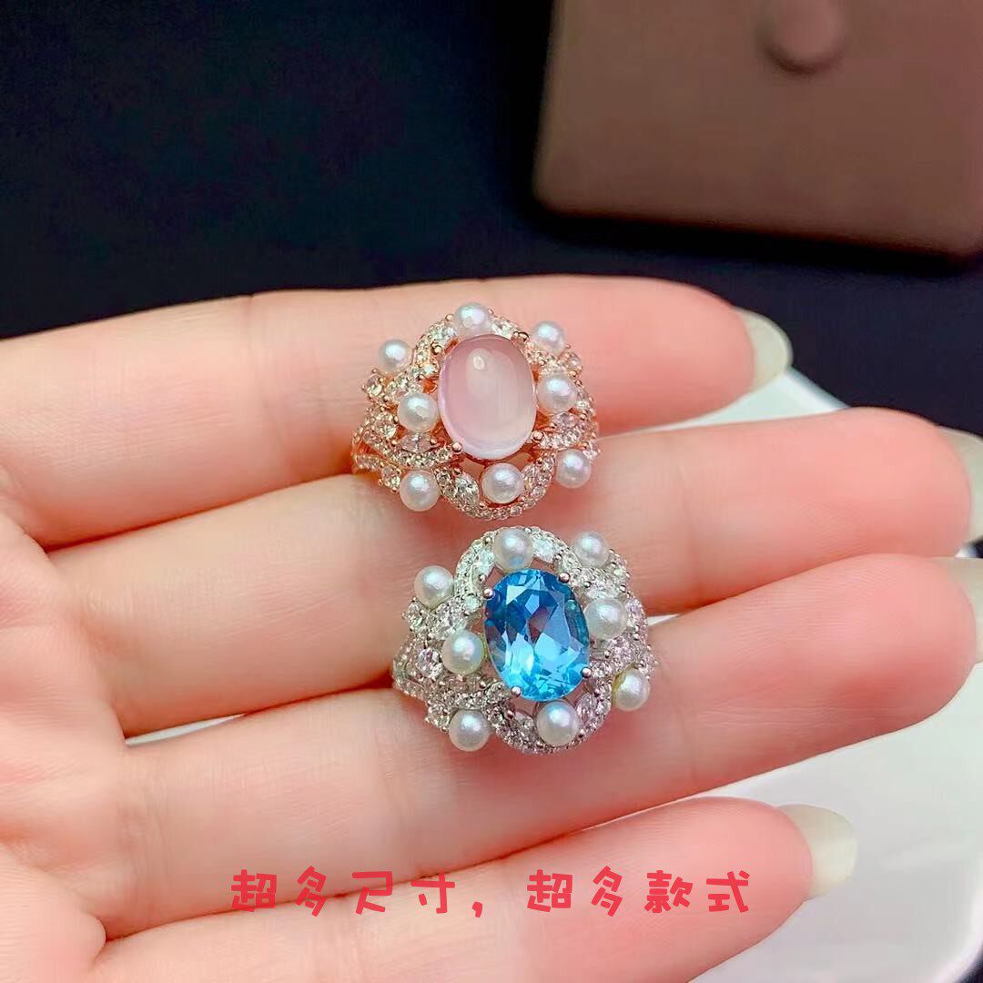 镀黄金豪华风椭圆形托帕石戒指