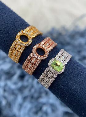 S925银戒指空托时尚轻奢小众高级