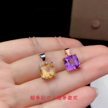 シンプルスクエアペンダントエアポケット5*5/6*6/7*7/8*8/9*9 mmネックレスペンダントS 925シルバーファッション気質女