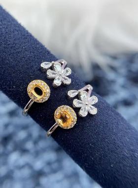 纯银S925戒指空托椭圆形3*4mm