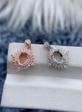 S925银吊坠空托气质高级百搭简约