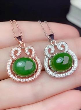 925银椭圆形镶嵌吊坠空托可定制