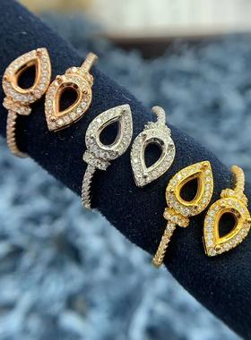 S925银戒指空托精致时尚百搭高级