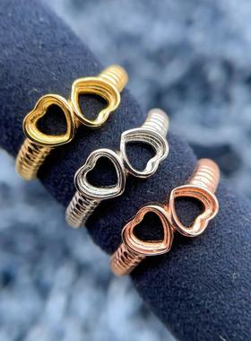 s925纯银心形戒指空托