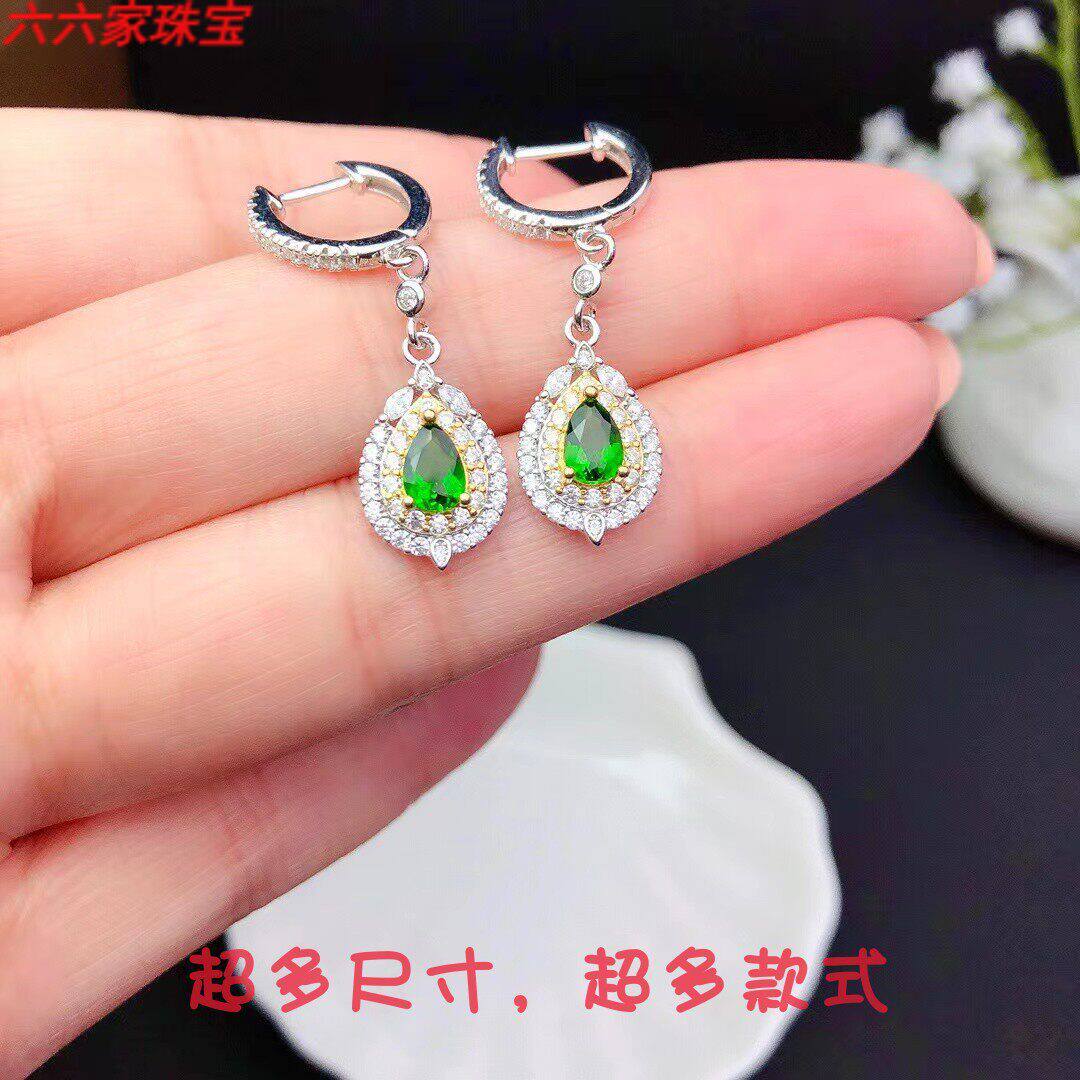 S925纯银耳扣耳环空托水滴形4*6mm奢华秀气重工耳坠托可定制成品