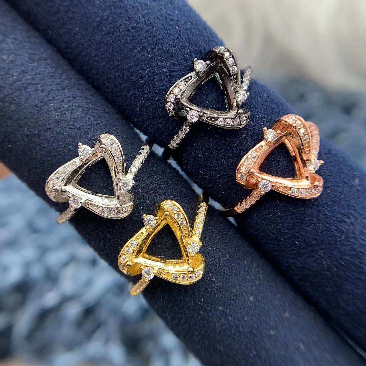 S925银戒指空托时尚精致个性百搭