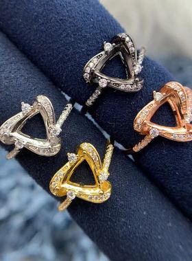 S925银戒指空托时尚精致个性百搭