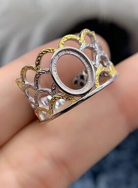 S925银戒指空托精致气质高级百搭