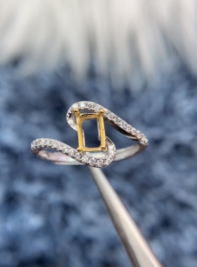 S925银戒指空托小中轻奢百搭个性