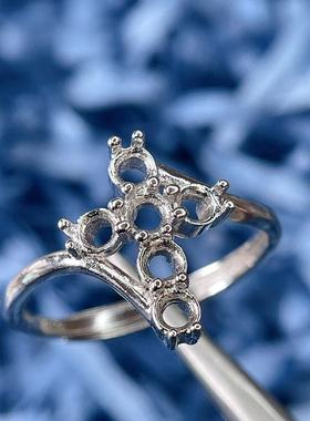 简约时尚男女戒指空托DIY蓝欧泊