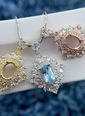 s925银托工厂吊坠空托6*8mm精工