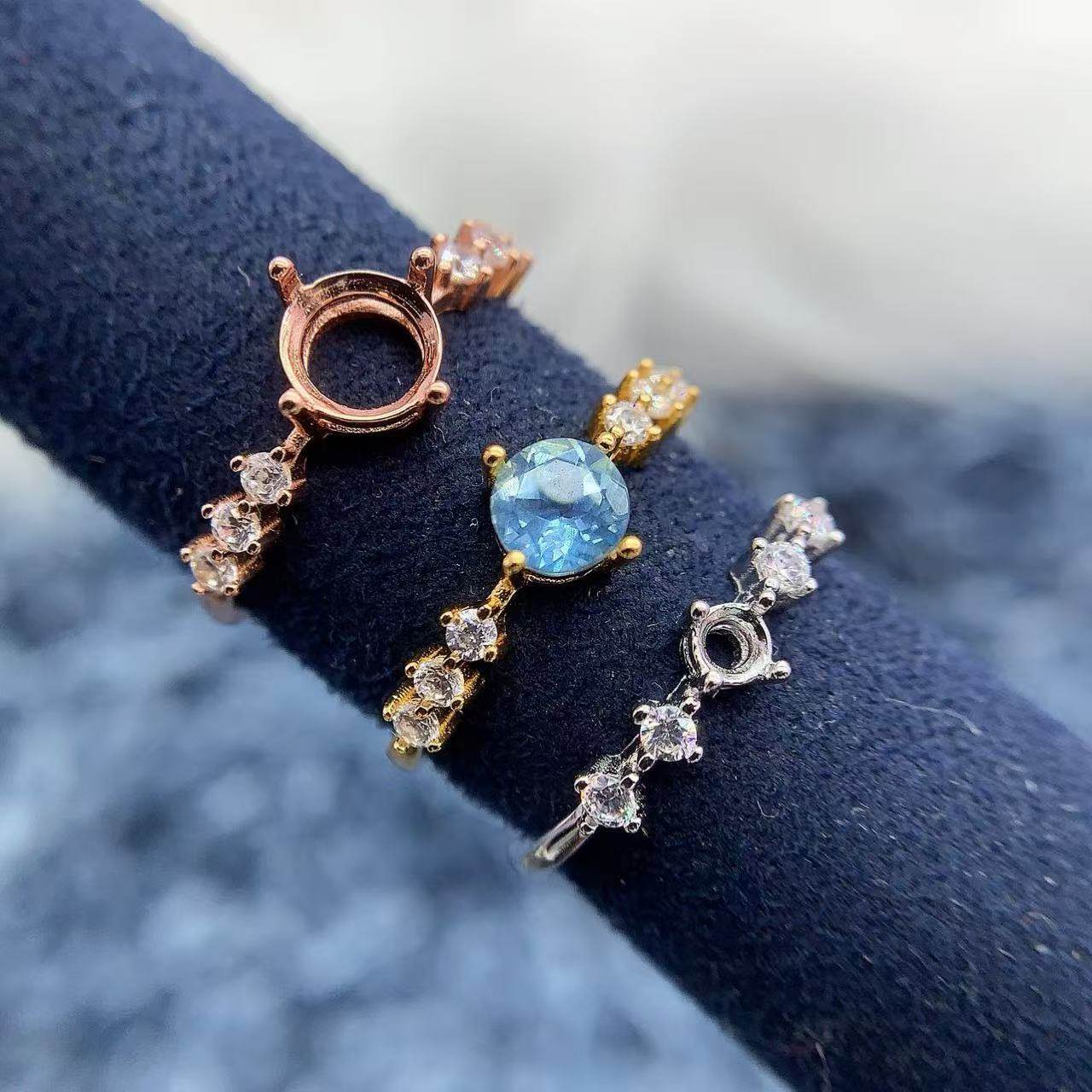 纯银S925戒指空托圆形多尺寸