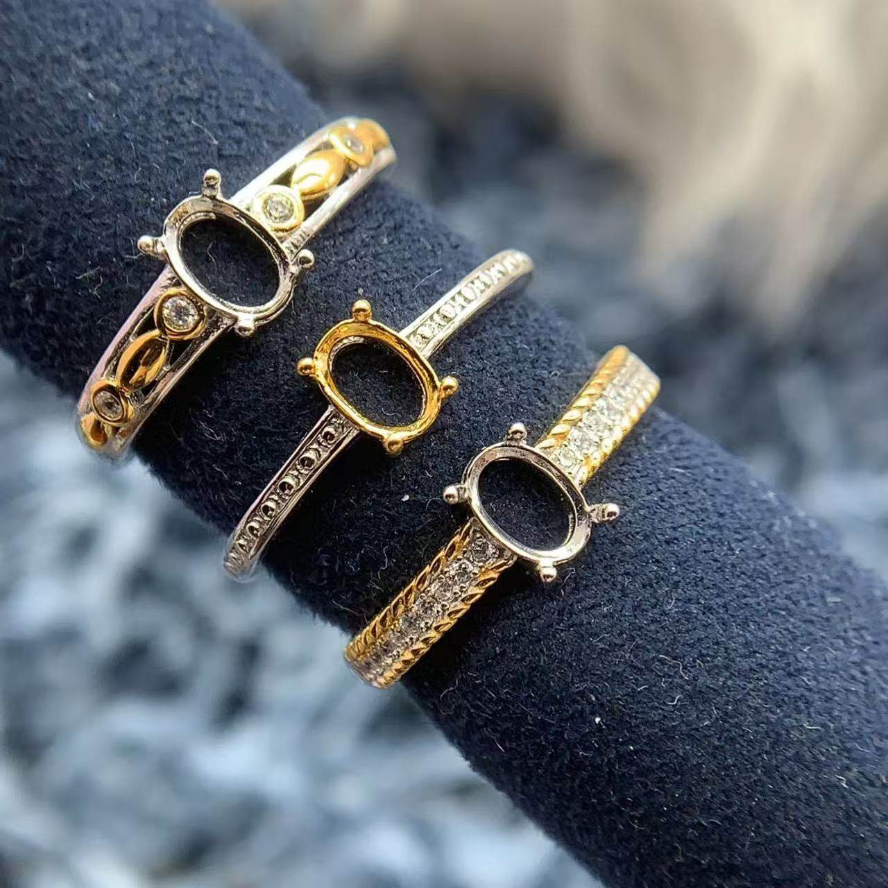 S925银戒指空托时尚精致气质高级