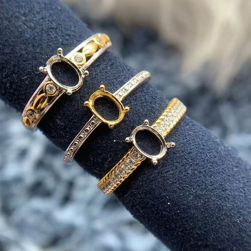 S925银戒指空托时尚精致气质高级