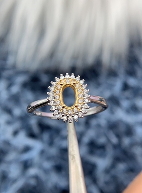 S925银戒指空托时尚气质轻奢戴妃