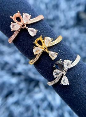 S925银托工厂4*5mm戒指空托多款