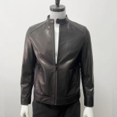机车短款 陆堡新品 高端山羊皮真皮皮衣男时尚 立领羽绒皮夹克外套男