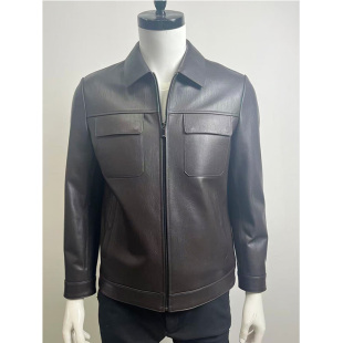 同料高端头层绵羊皮真皮皮衣男羽绒翻领外套 雷总同款 2025秋季 新品