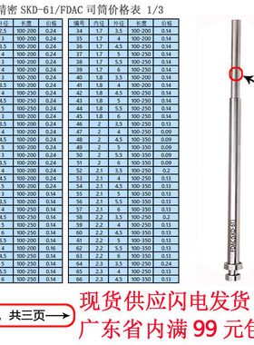 注塑胶模具配件进口料SKD61司筒/FDAC推管/空心顶针/丝筒现货供应