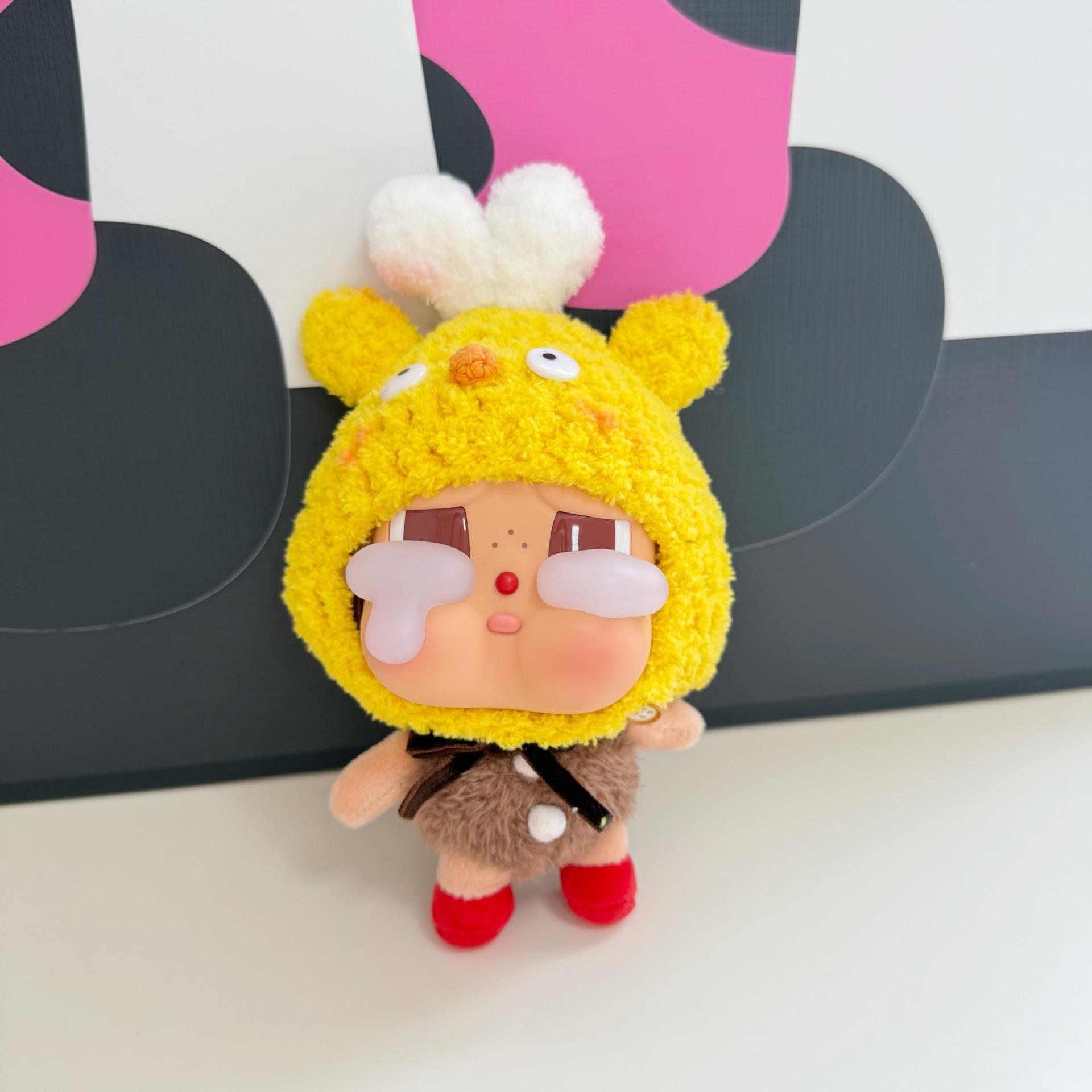 POPMART泡泡玛特CRYBABY眼泪工厂系列搪胶脸毛绒盲盒潮流挂件头套