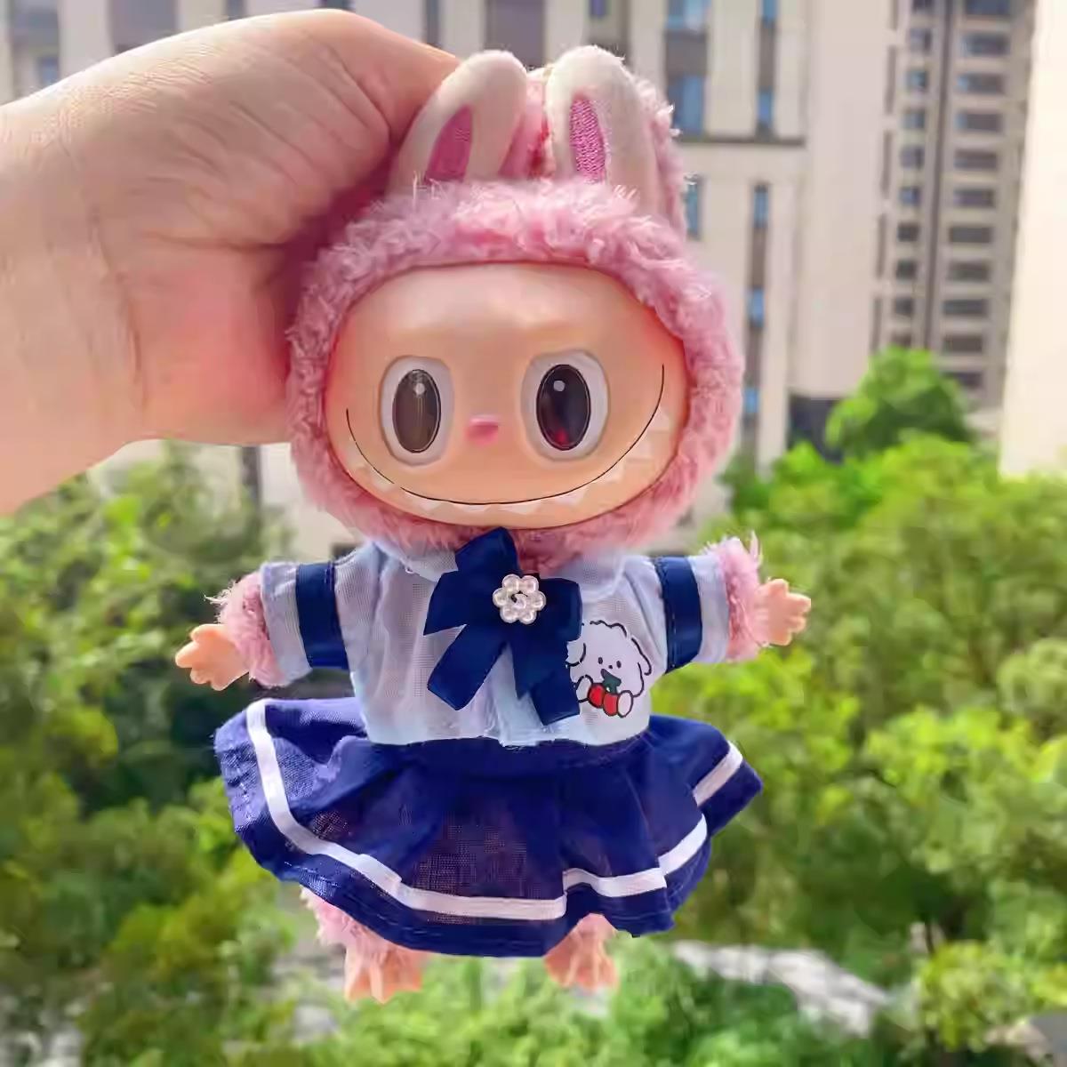 仅衣服】17cm挂件盲盒潮玩拉布布衣服Labubu公仔娃衣波浪兔可爱萌