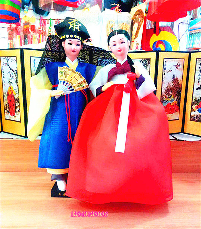 韩服人偶卡通可爱婚礼娃娃结婚生日礼品出国纪o念品民俗创意家居