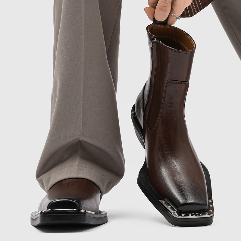 2025新款男士英伦风方头切尔西靴