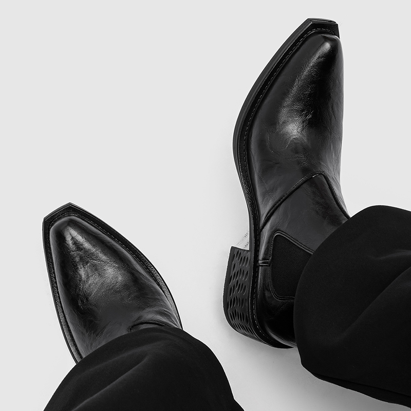2025新款男士英伦风黑色切尔西靴