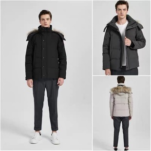 王凯加厚男女款 大鹅绒羽绒服短款 狼毛黑色黑标 2025新款 出口日本