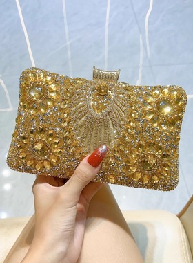 跨境新款女士晚宴包名媛重工镶钻手提包手拿包包旗袍单肩斜挎女包