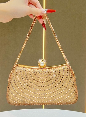 MissingYou名媛时尚水钻斜挎包晚宴礼服包镶钻手提包链条手拎包包