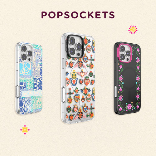 【旅行的回响·手机壳】PopSockets泡泡骚磁吸防摔手机壳苹果iPhone16/15ProMax/Pro 贝壳花纹彩色爱心镜面