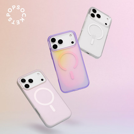 【iPhone经典透壳】PopSockets泡泡骚磁吸气囊支架防摔手机壳适用苹果iPhone17/16/15 珍珠粉 日出紫