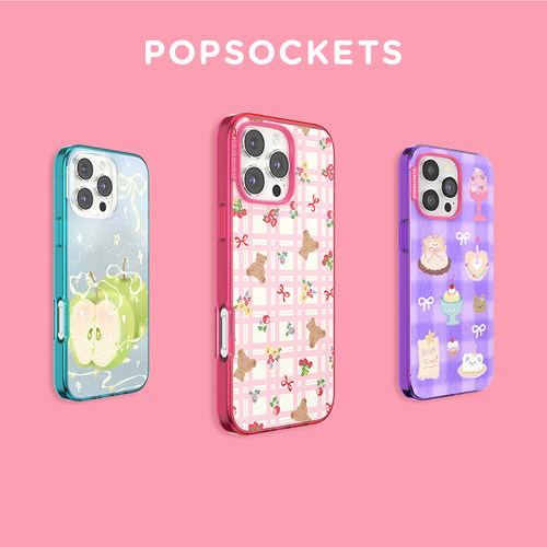 【蝴蝶结之梦·手机壳】PopSockets泡泡骚磁吸防摔手机壳苹果iPhone16/15ProMax/Pro 美味点心苹果 小熊碎花