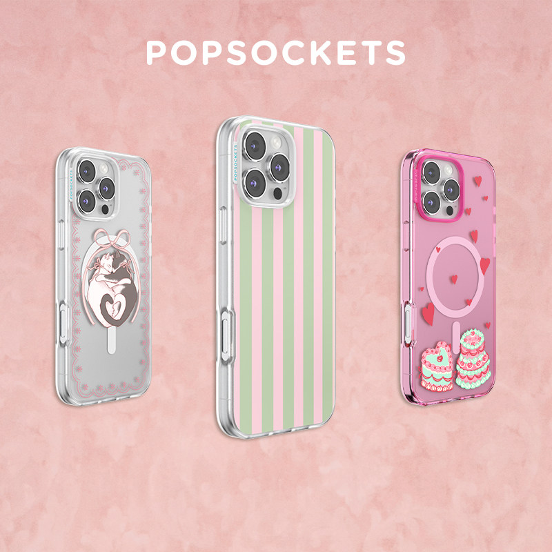 【甜·手机壳】PopSockets泡泡骚磁吸防摔手机壳苹果iPhone16/15ProMax/Pro 情人节 镜面 黑白菱格 条纹 小熊