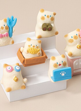 电脑猫咪 萌粒DIY饰品配件桌面创意小摆件树脂转转乐公仔盲盒挂件