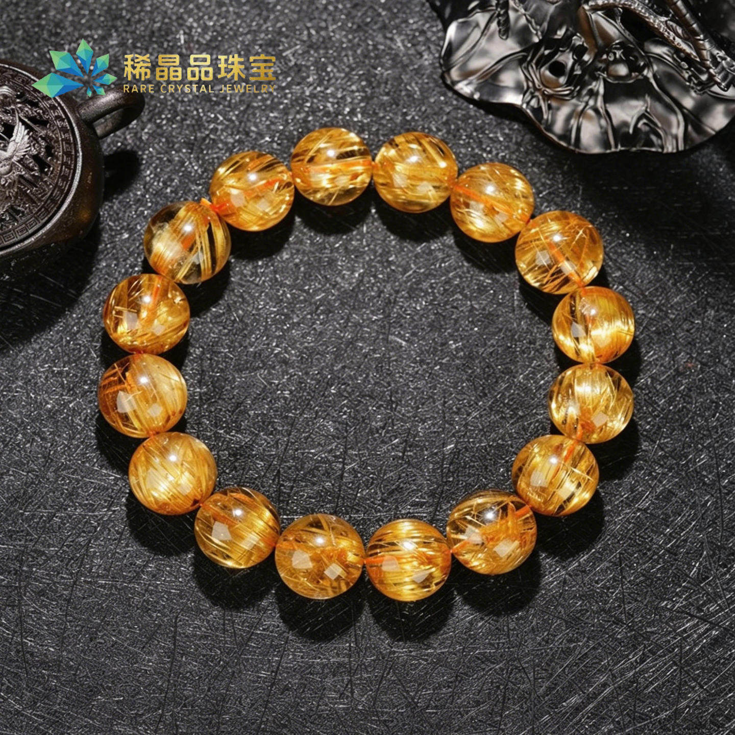 稀晶品天然顺发猫眼金发晶钛晶手串男女收藏级旺福财天然水晶手链