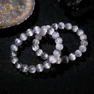 超唯收藏级天然猫眼白托帕石手串女款巴西老矿白兔毛顺发晶手链