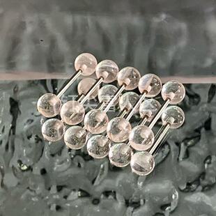 白色不明显舌钉双球隐形亚克力钛钢材质防过敏简约男女穿刺饰品