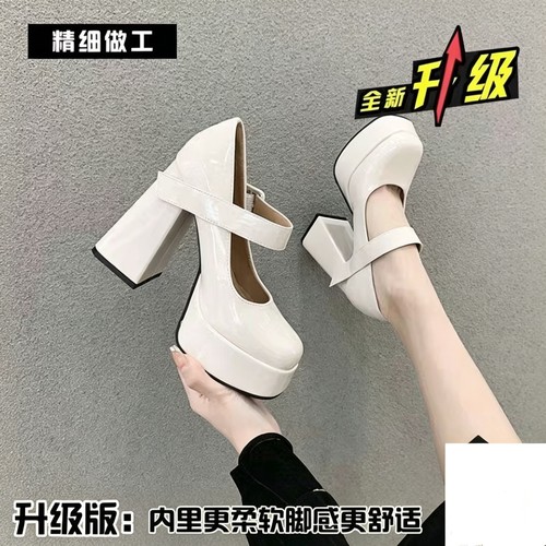 美式小个子黑色玛丽珍高跟女鞋