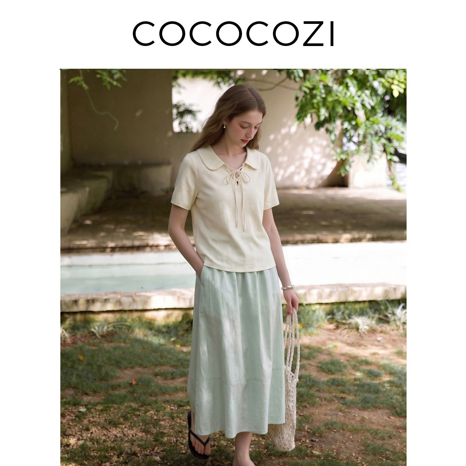 COCOCOZI夏季高腰A字裙通勤图片