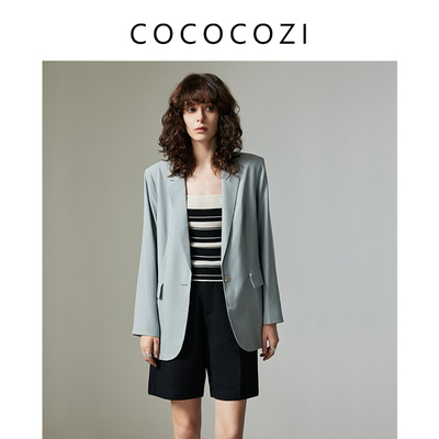 COCOCOZI真丝西装外套通勤职业装