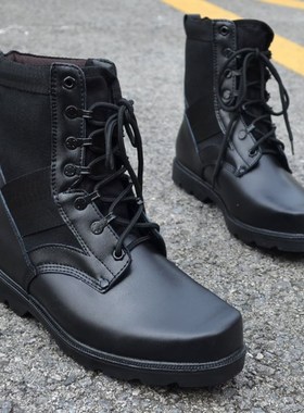正品牛皮军迷靴作战靴特种梹男钢头钢底真皮军迷鞋大码靴