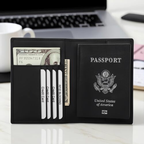 头层牛皮登机卡皮夹护照本 新款RFID牛皮护照夹钱包 护照包