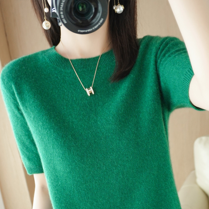 2025年新款羊毛针织短袖宽松T恤