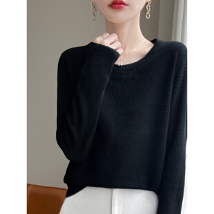 针织衫女2026春季新款毛衣女款薄款圆领早秋chic上衣显瘦打底衫