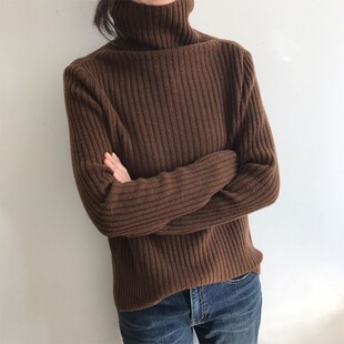 高领毛衣打底衫女士内搭秋季套头长袖修身紧身非羊绒堆堆针织上衣