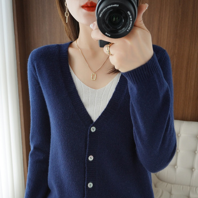 长袖针织衫羊毛外套开衫